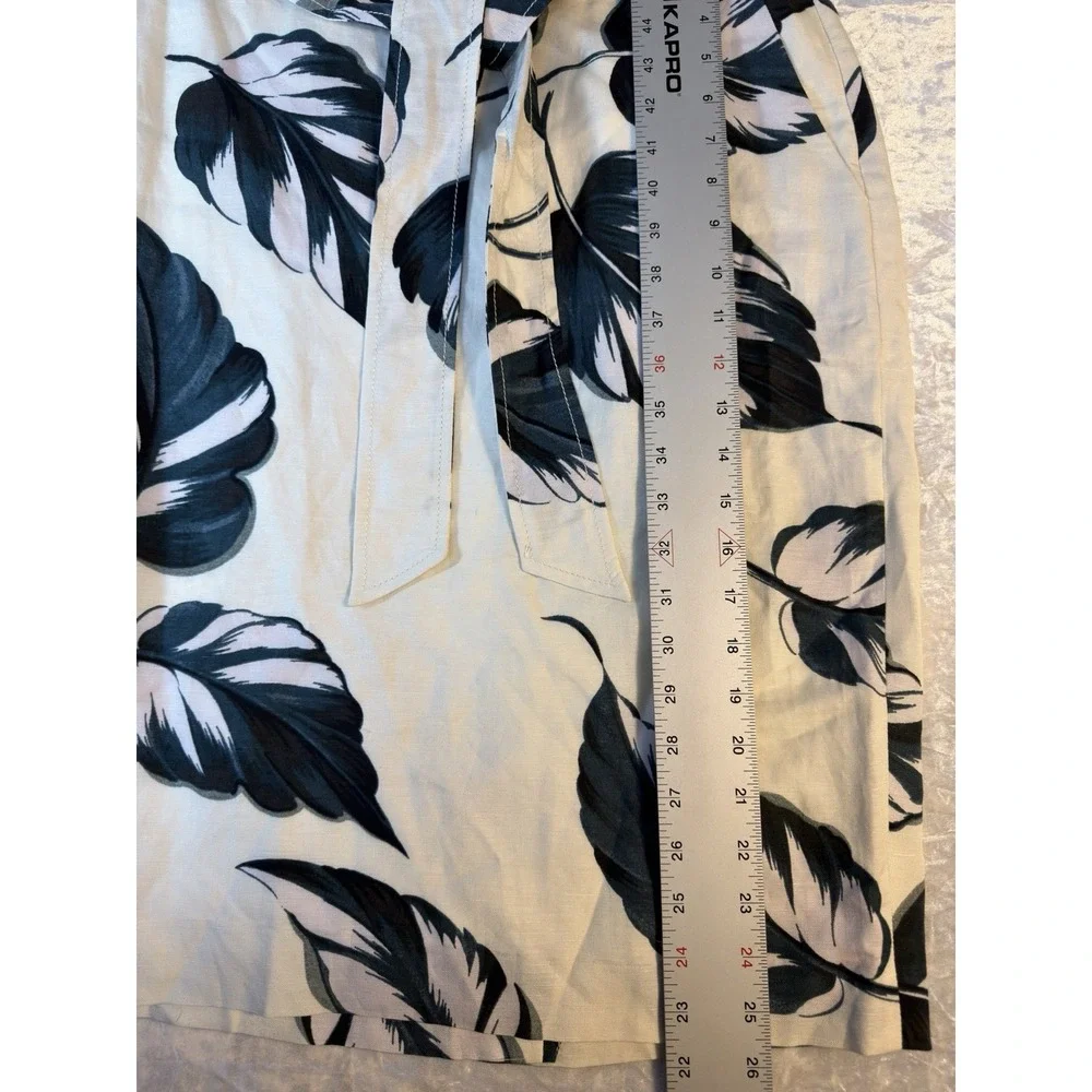 Ann Taylor Skirt Women 10 Linen Blend Floral Tie Waist Lined Pencil NWT